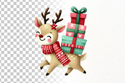 Christmas Reindeer Clipart Set, an Animal Illustration by Nicolle's Colorful Art (Thumbnail 8 of 10)
