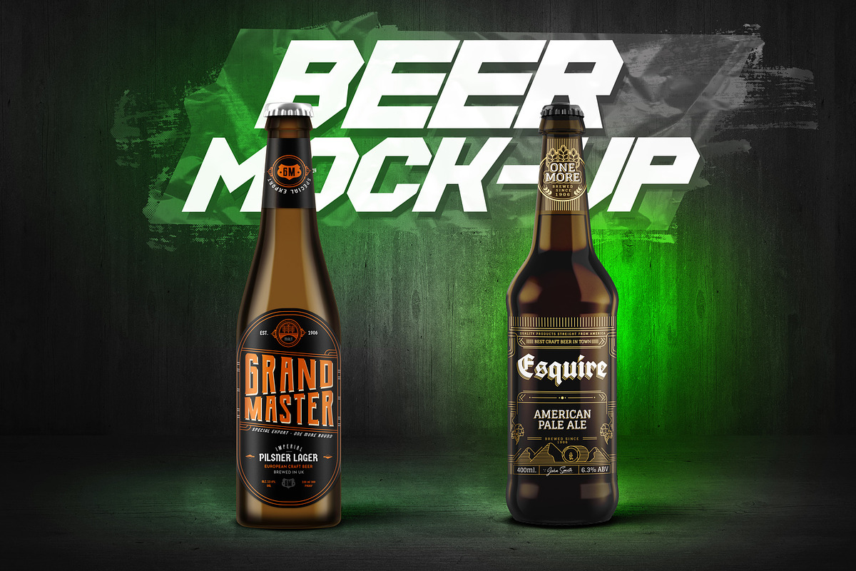 Glass Beer Bottle Mock-Up, a Product Mockup by PSD Market (Photo 1 of 13)