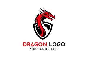 Dragon Powerful Emblem Logo Design