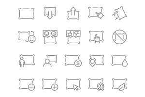 Set of pillow line icons. Orthopedic, an Object Illustration by GraphiShop