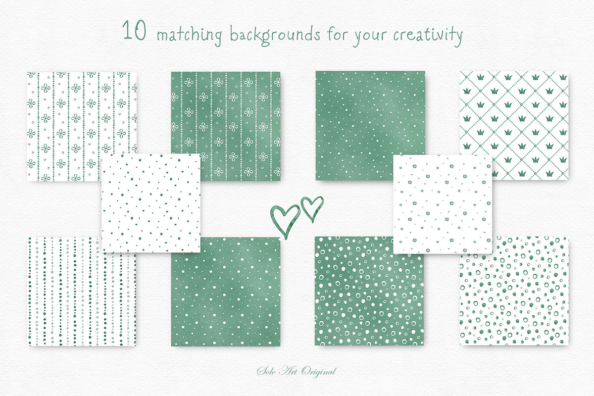 Sage Green Watercolor Bows Frames, a Background Graphic by Solo Art Original (Photo 6 of 14)