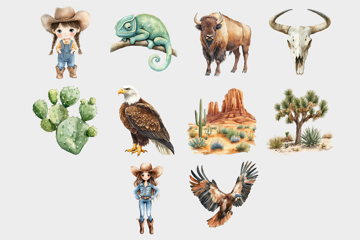 Watercolor Cowboy Wild West Clipart, a Seasonal Illustration by Design Market (Photo 5 of 5)