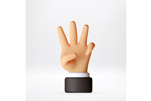 3D Hand with three fingers up and, an Object Illustration by Abscent