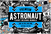 50 Astronaut Tshirt Designs Bundle, an Illustration by roach_graphic (Thumbnail 1 of 7)