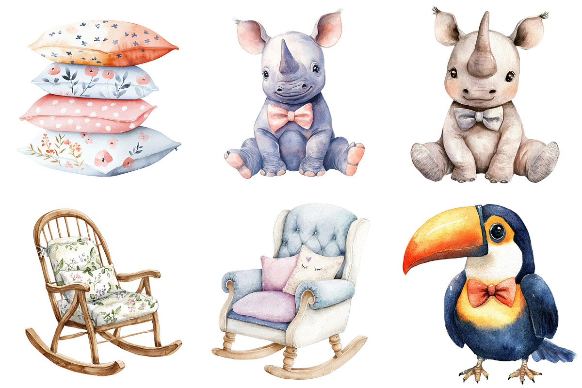 Safari Nursery Watercolor Clipart, an Illustration by CitraGraphics (Photo 5 of 5)