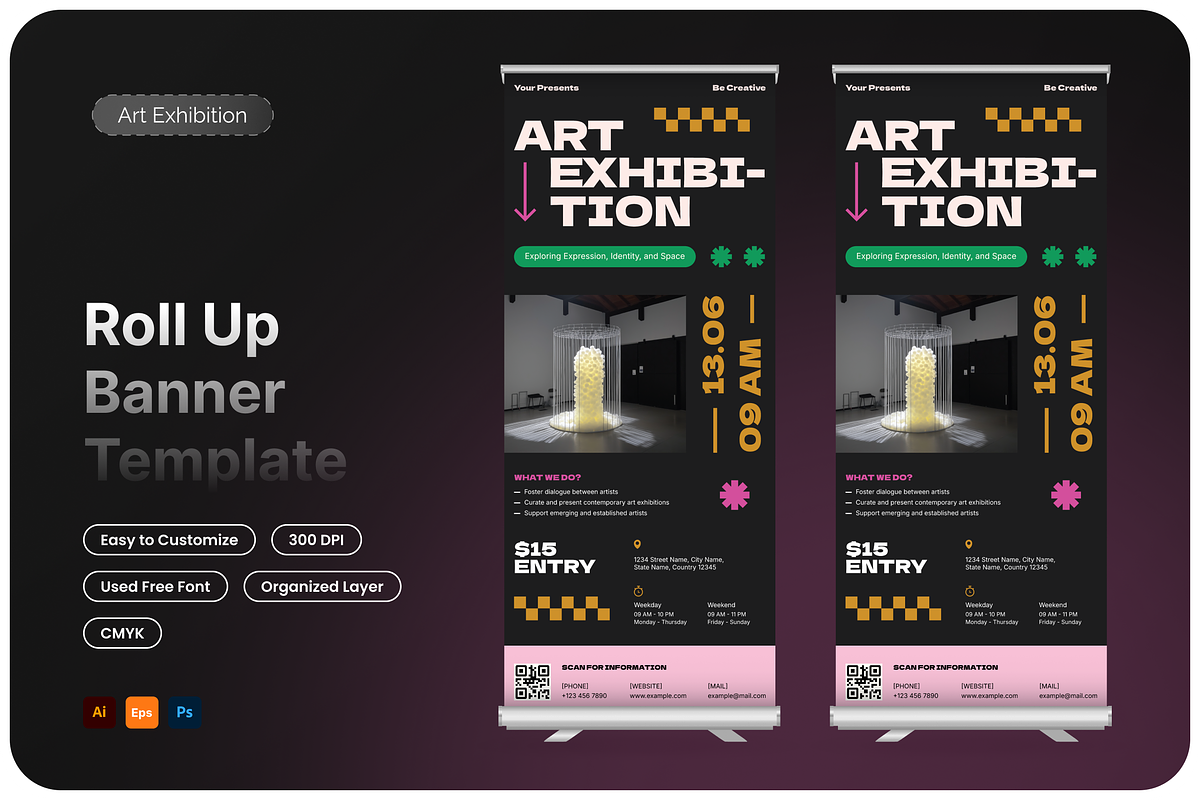 Art Exhibition Roll Up Banner, a Print Template by Annora Studio (Photo 1 of 6)