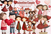 Watercolor-valentine Couple Clipart, an Illustration by SVGArt (Thumbnail 1 of 8)