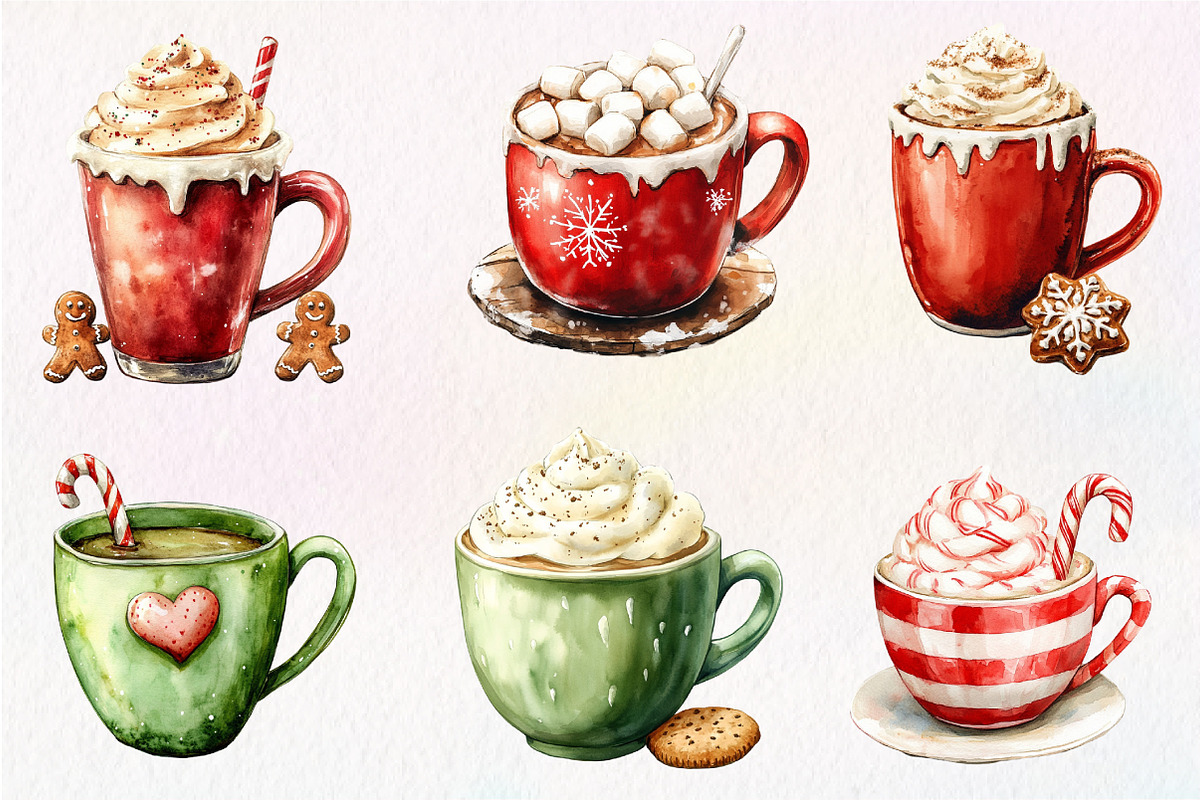 Cute Christmas Hot Cocoa Cup Clipart, an Illustration by Dream Creation (Photo 2 of 7)