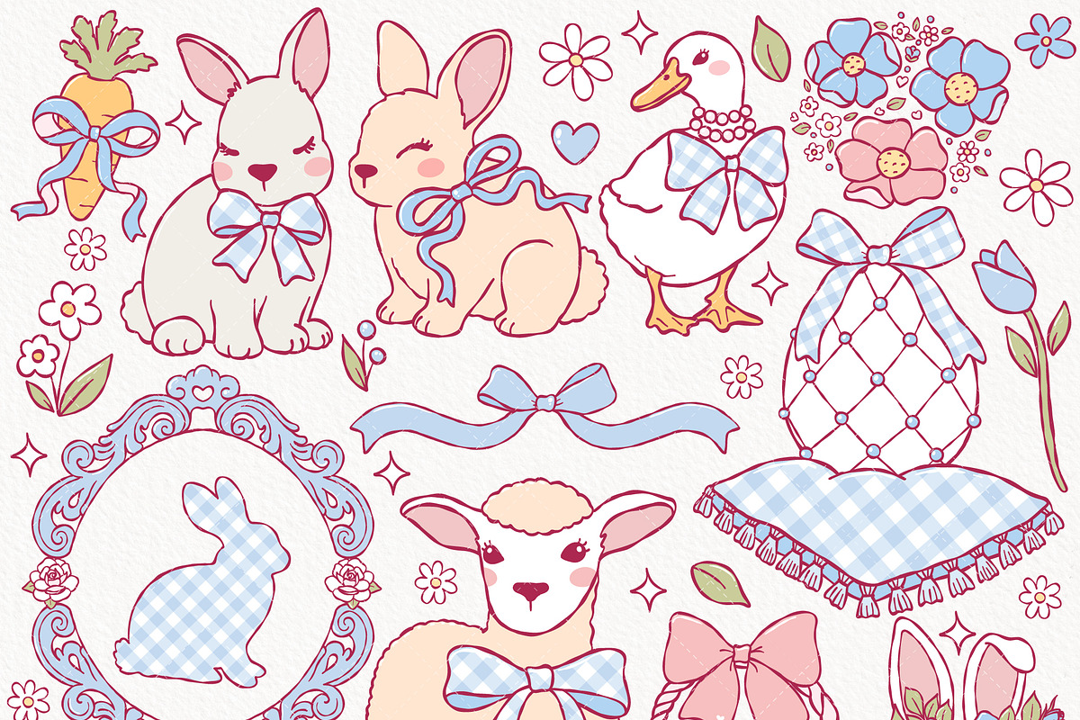 Coquette Easter Clipart | Hand Drawn, an Animal Illustration by TitaLivingArt (Photo 2 of 12)