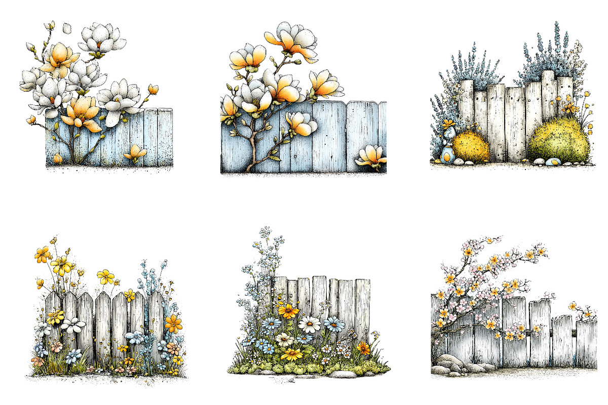 Spring Flower Fence Sublimation Clip, an Illustration by CreationArt (Photo 7 of 7)
