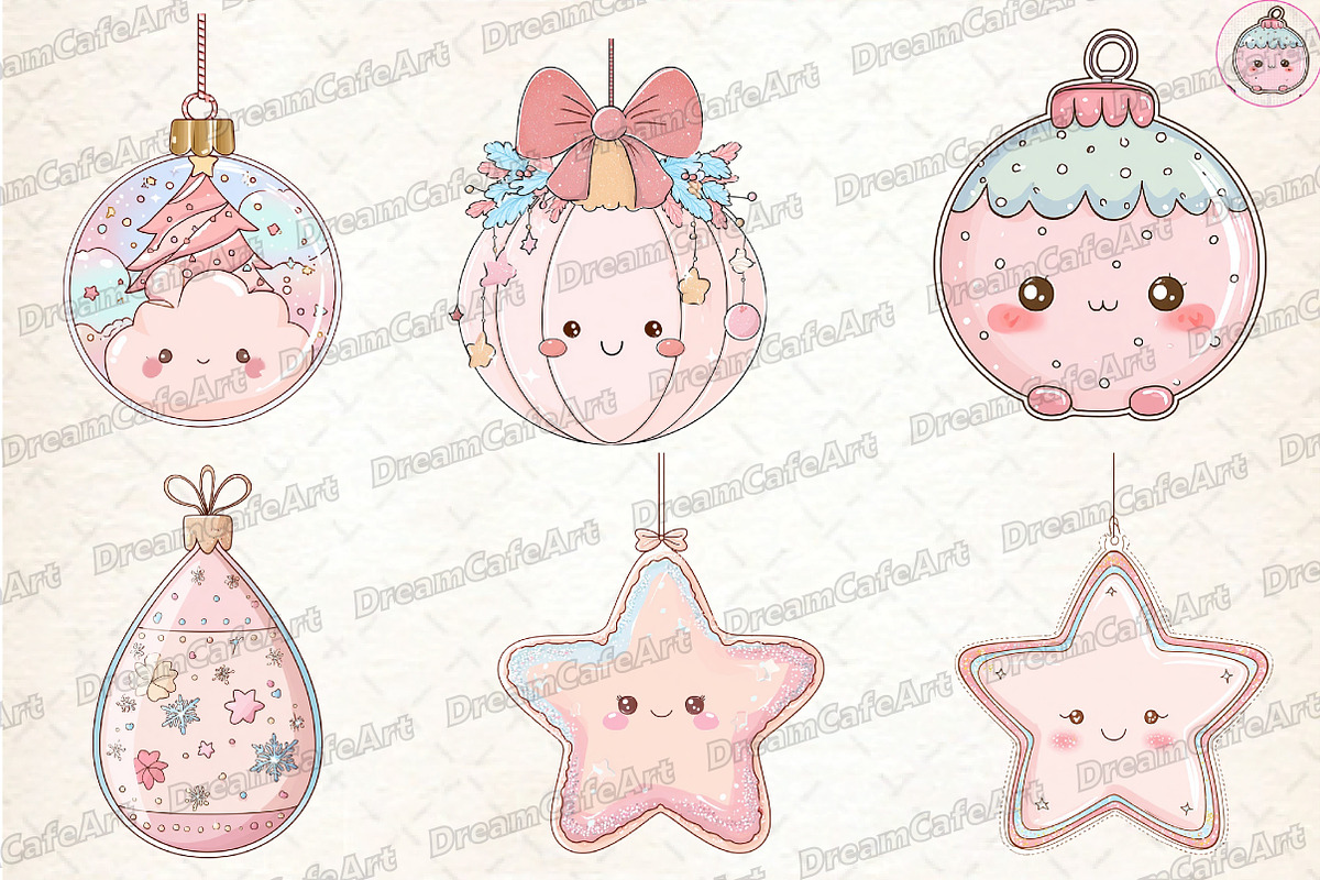 Pastel Kawaii Christmas Ornament, an Illustration by DreamCafeArt (Photo 2 of 7)