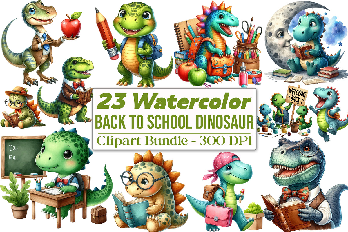 Dinosaur Back to School Sublimation, an Illustration by DreamCafeArt (Photo 1 of 5)