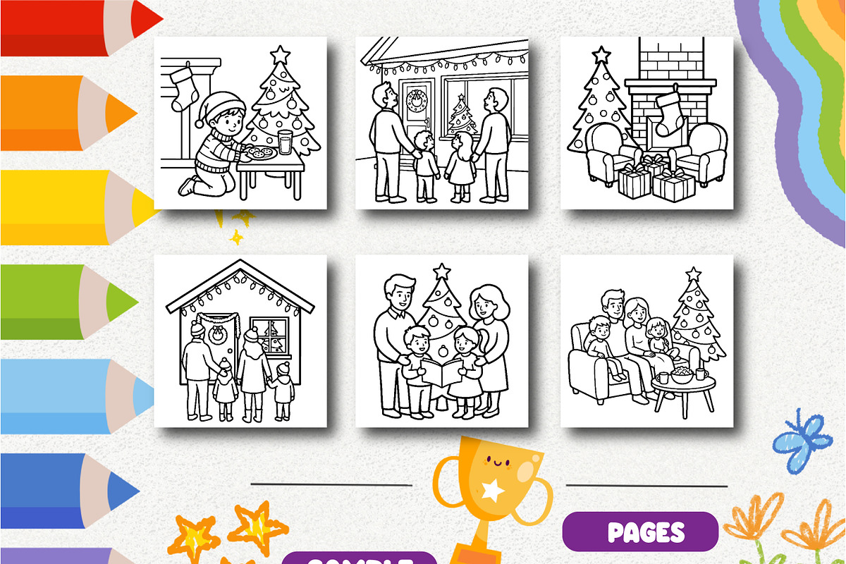 Christmas Eve Traditions Coloring, a Seasonal Illustration by Design Zone (Photo 3 of 5)