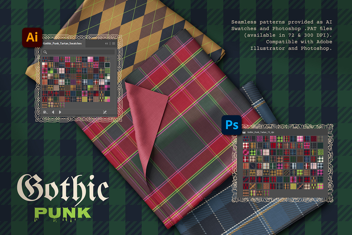 100 Gothic & Punk Tartan Patterns, a Pattern Graphic by IuliiaSavko (Photo 5 of 18)