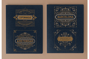 Set of 4 vintage labels, a Card Template by OneVectorStock