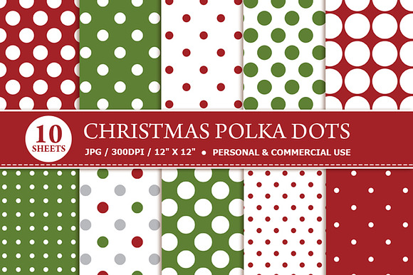 Christmas Polka Dots Digital Paper preview 2