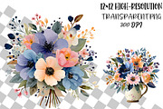 cottage floral bouquet clipart set, an Object Illustration by DreamCafeArt (Thumbnail 2 of 6)