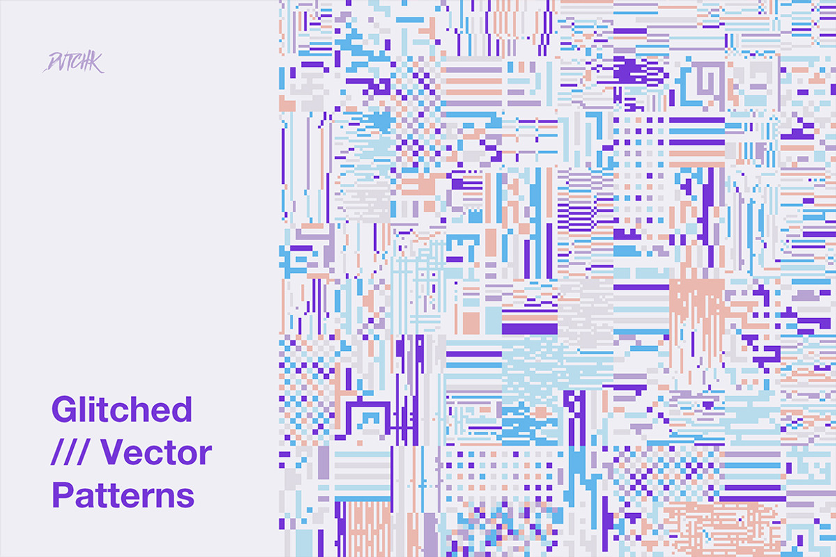 Glitched | Vector Patterns | Vol. 01, a Wallpaper Graphic by dvtchk