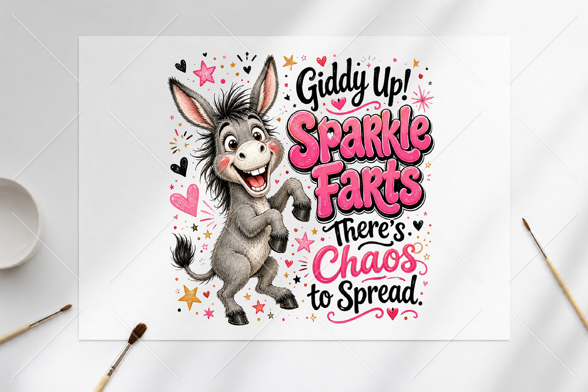 Funny Donkey PNG – Sparkle Farts, a Seasonal Illustration by Canvas Craft (Photo 6 of 6)
