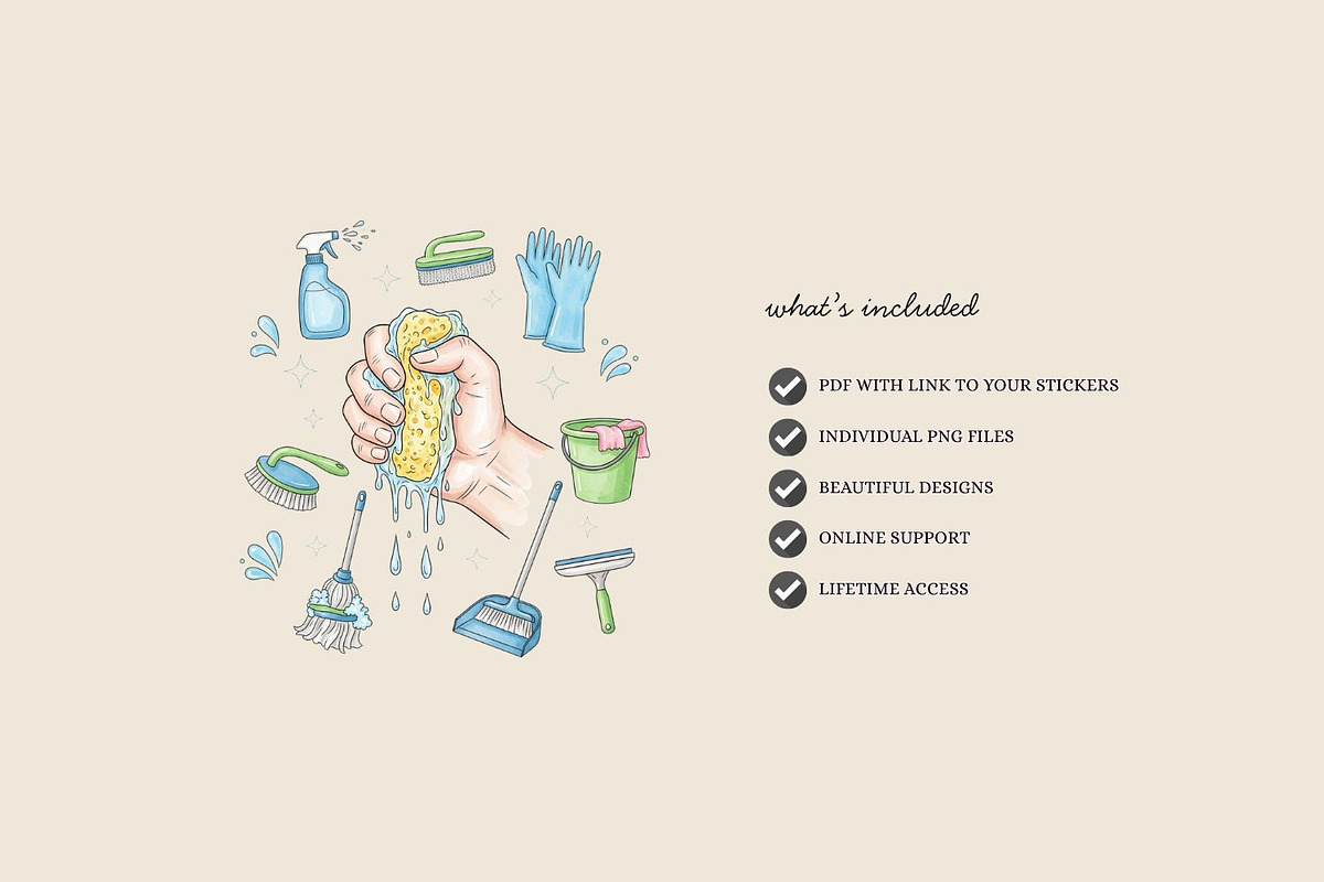 Cleaning Goodnotes Stickers, a Decorative Illustration by ikarifq shop (Photo 2 of 7)