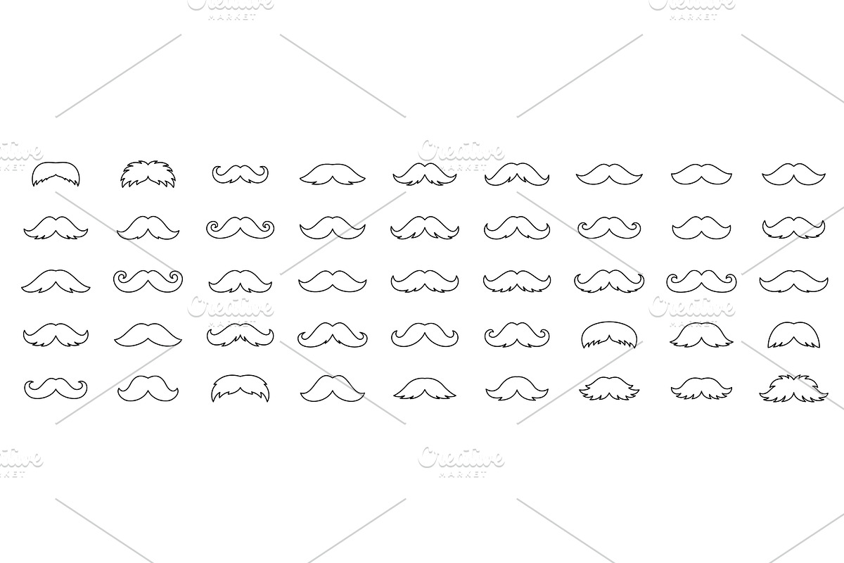 Outline moustache collection, an Object Illustration by GraphiShop