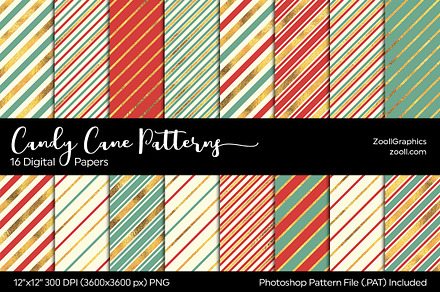 Candy Cane Digital Papers