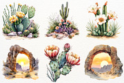 Western Landscape Clipart Cactus PNG, a Decorative Illustration by SugarCloudStudioArt (Thumbnail 3 of 8)