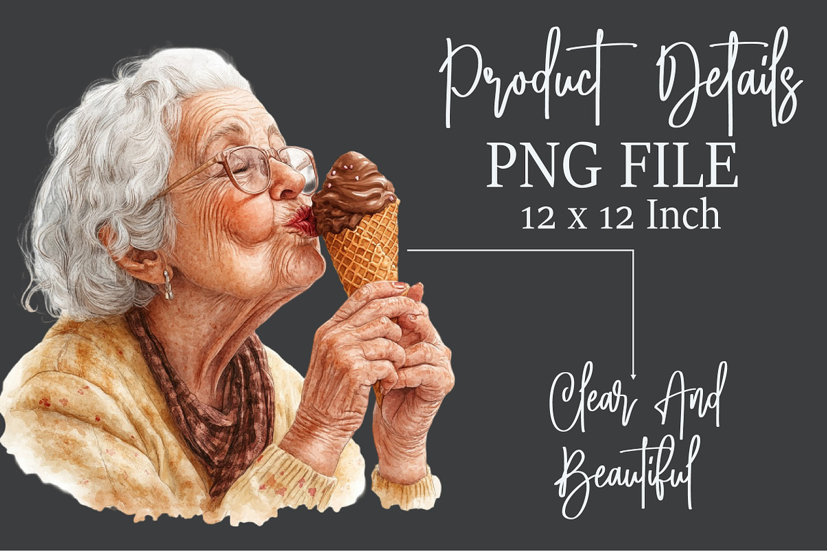 Quirky Grandma Love Ice Cream Clipar, an Illustration by Rose Art (Photo 6 of 7)