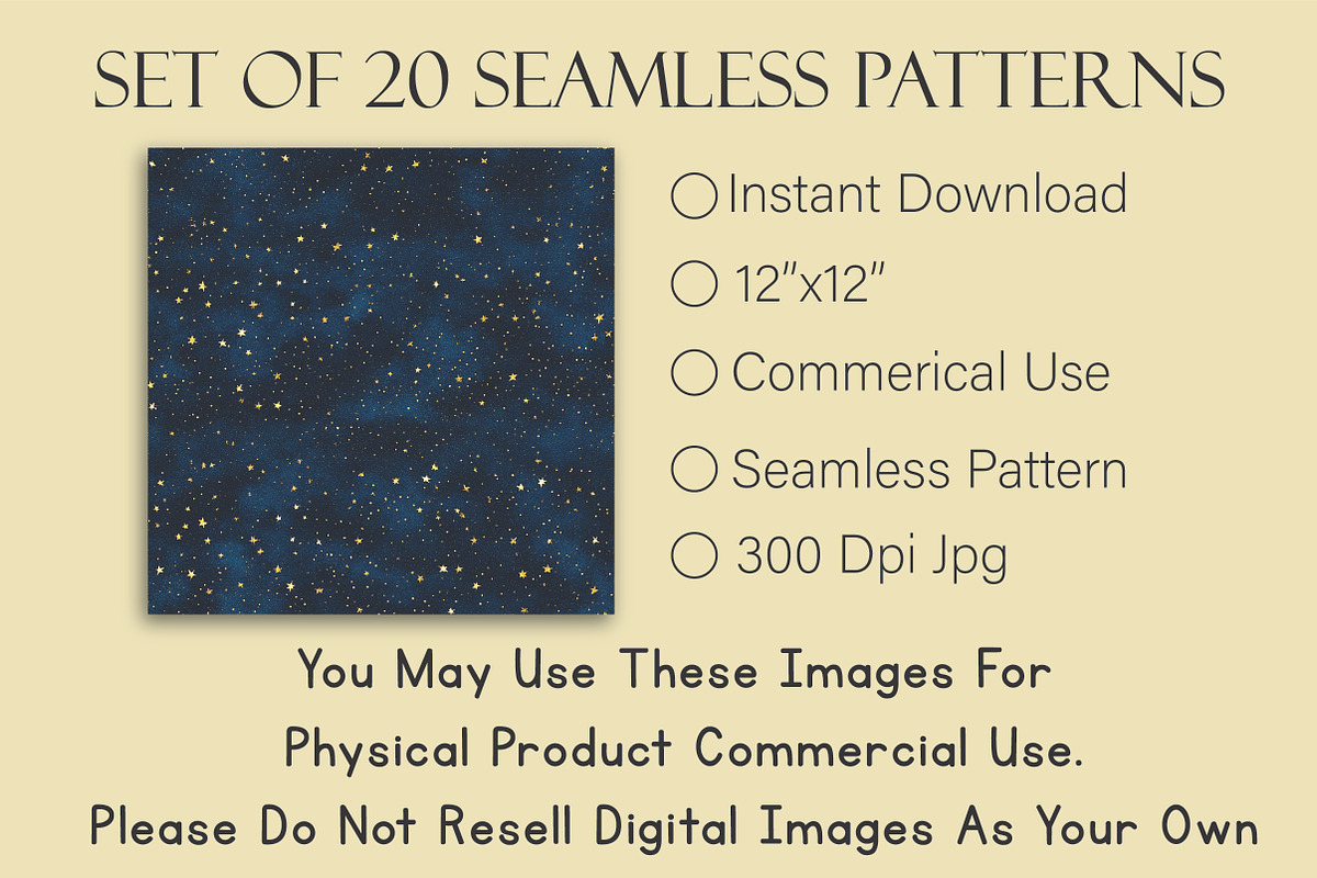 Starry Night with Moons Pattern, a Pattern Graphic by Artful Prints (Photo 2 of 3)