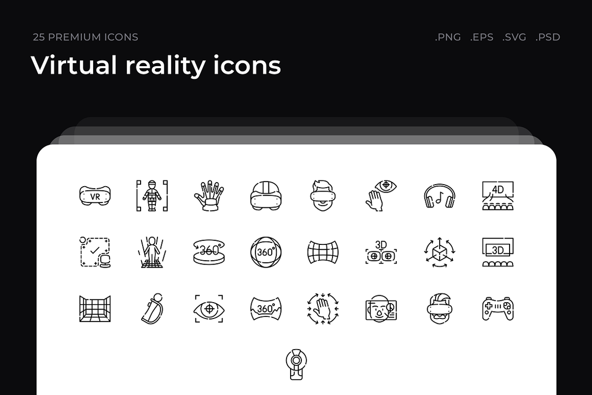 Virtual reality icons, an Outline Icon by Wencory