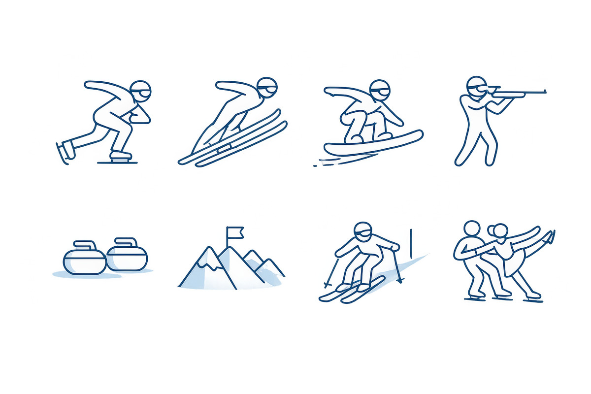 Winter sport competition icons depic, an Illustration by Dvoevnore photos