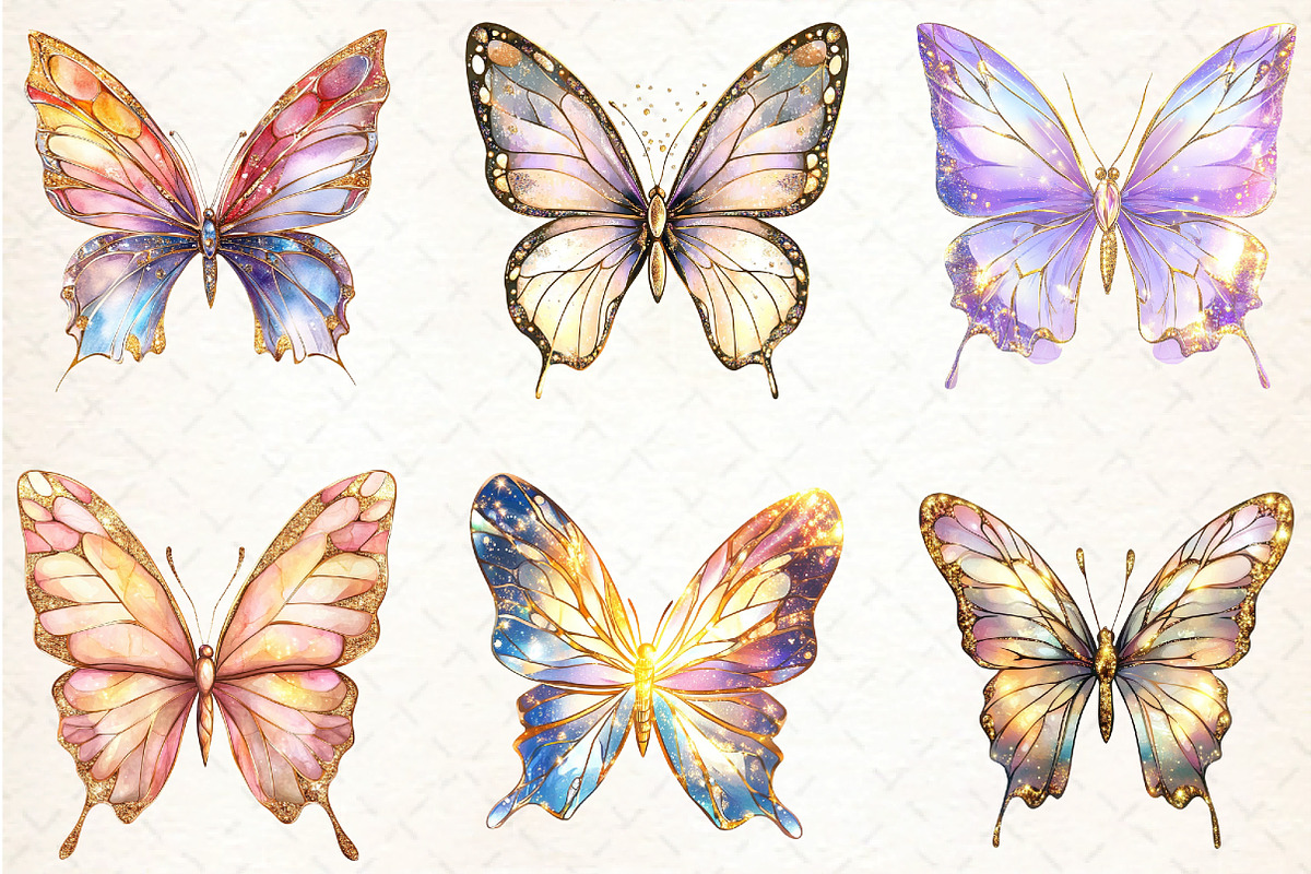 Stained Glass Butterfly Clipart, an Illustration by DreamCafeArt (Photo 2 of 5)