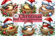 Christmas Bird Nest Clipart Bundle, a Seasonal Illustration by Rose Art (Thumbnail 1 of 7)