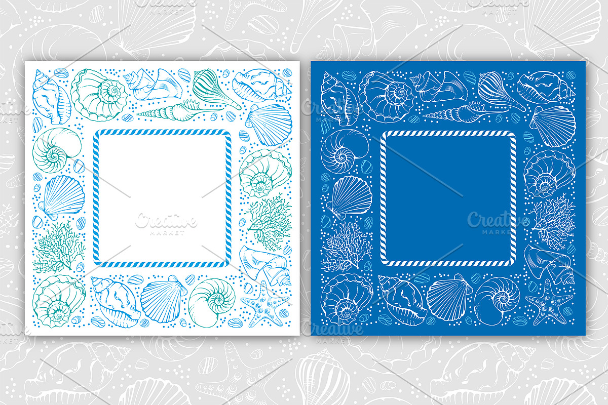 Sea shells patterns set, a Decorative Illustration by Vector beauty (Photo 6 of 7)
