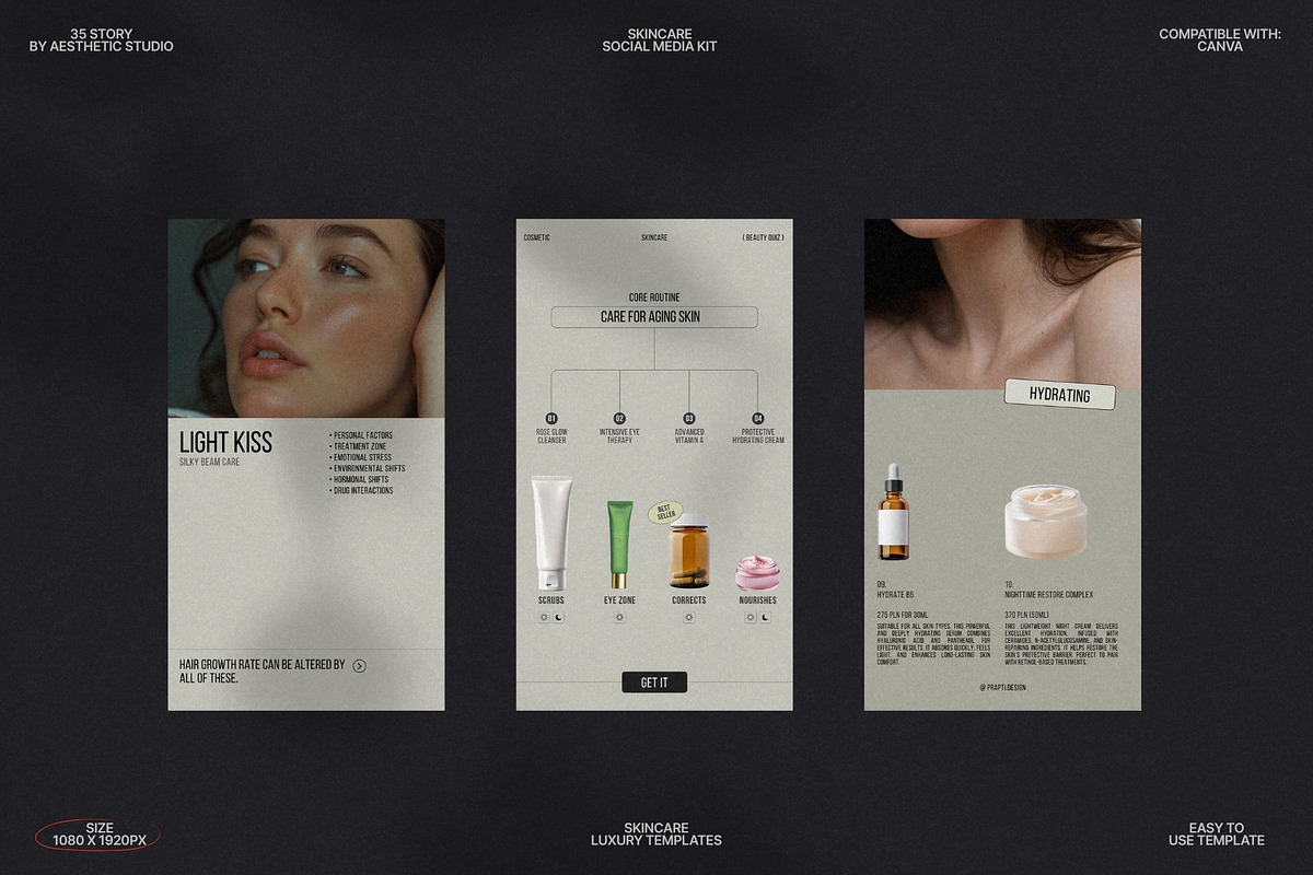 Minimal Skincare Stories Canva preview 8