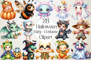 Halloween Baby Costume Clipart, an Illustration by DreamPrint404