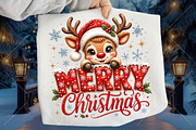 Merry Christmas Reindeer PNG T-Shirt, a Seasonal Illustration by Canvas Craft (Thumbnail 1 of 6)
