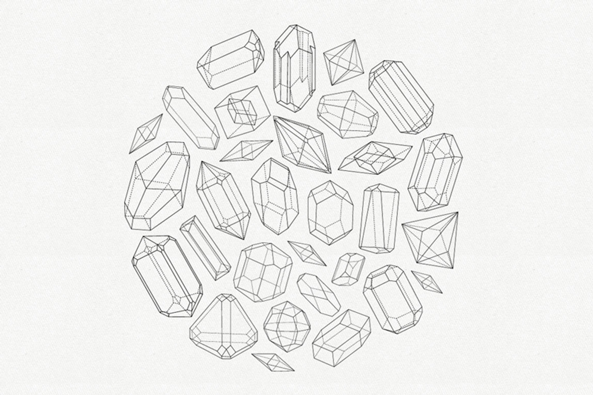 Mineralogy - 40 Vector Crystals, a Decorative Illustration by Helga Wigandt (Photo 5 of 6)