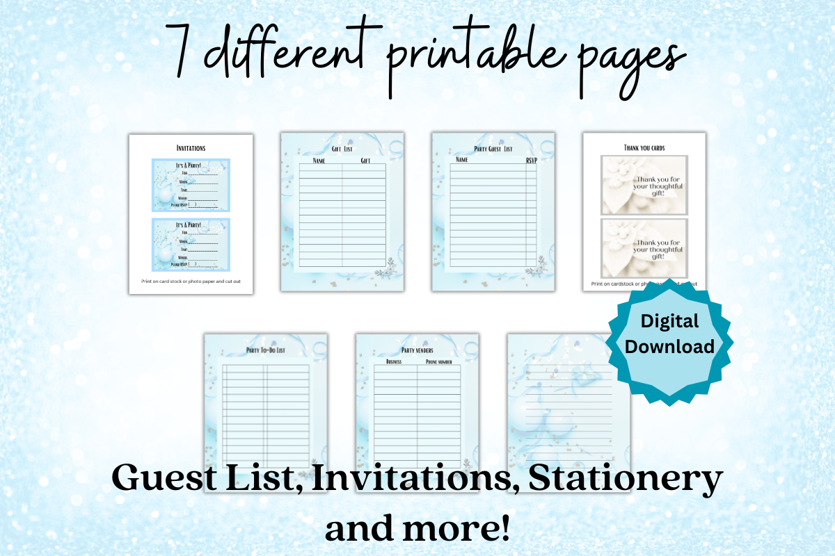 Blue Printable Party Planner PNG, a Stationery Template by Pixels N Bows (Photo 2 of 4)