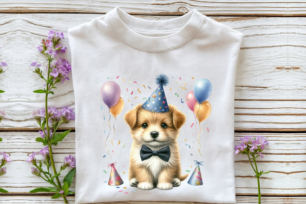 Watercolor Puppies Party Sublimation, a Seasonal Illustration by Rose Art (Photo 4 of 7)