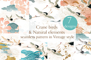 Crane birds with natural elements
