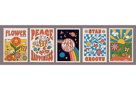 70s groovy posters, retro print with