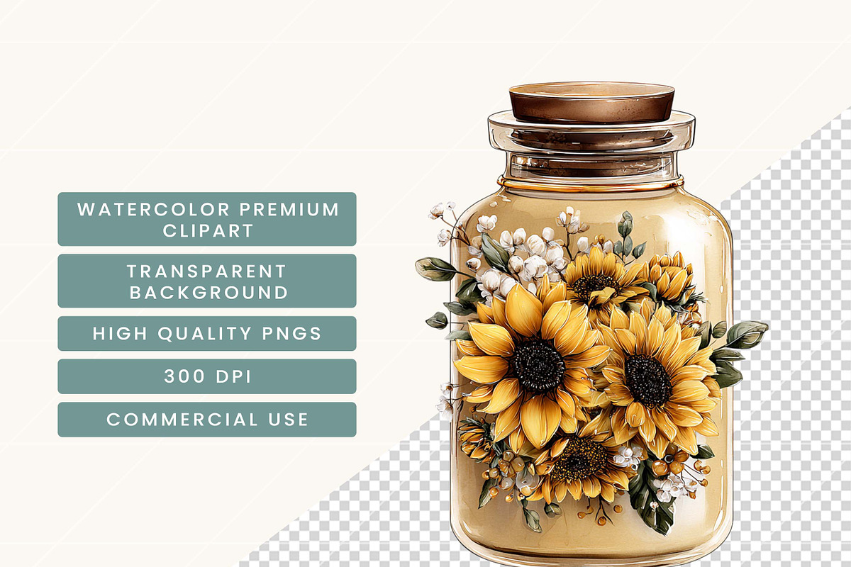 Watercolor Sunflower Clipart Bundle, a Person Illustration by BusyDaydesign (Photo 7 of 9)