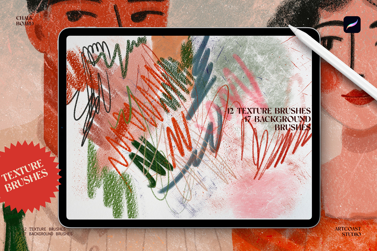 Chalk Board Procreate Brushes, a Brush Add-On by Spasibenko Art (Photo 5 of 11)