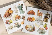 Watercolor French Breakfast Clipart, a Decorative Illustration by ThaismotaCreativeCo (Thumbnail 6 of 12)