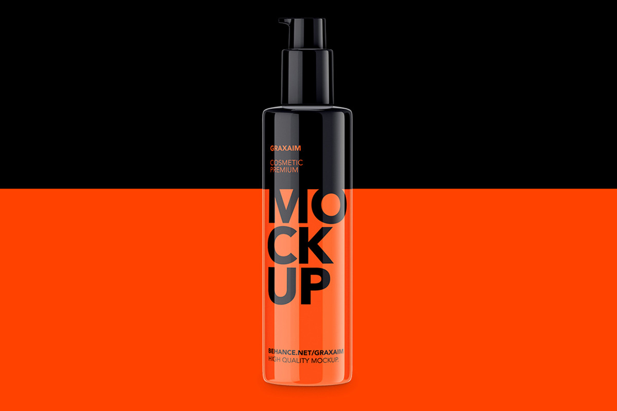Plastic Cosmetic Pump Bottle, a Packaging Mockup by Graxaim Mock-up (Photo 2 of 5)