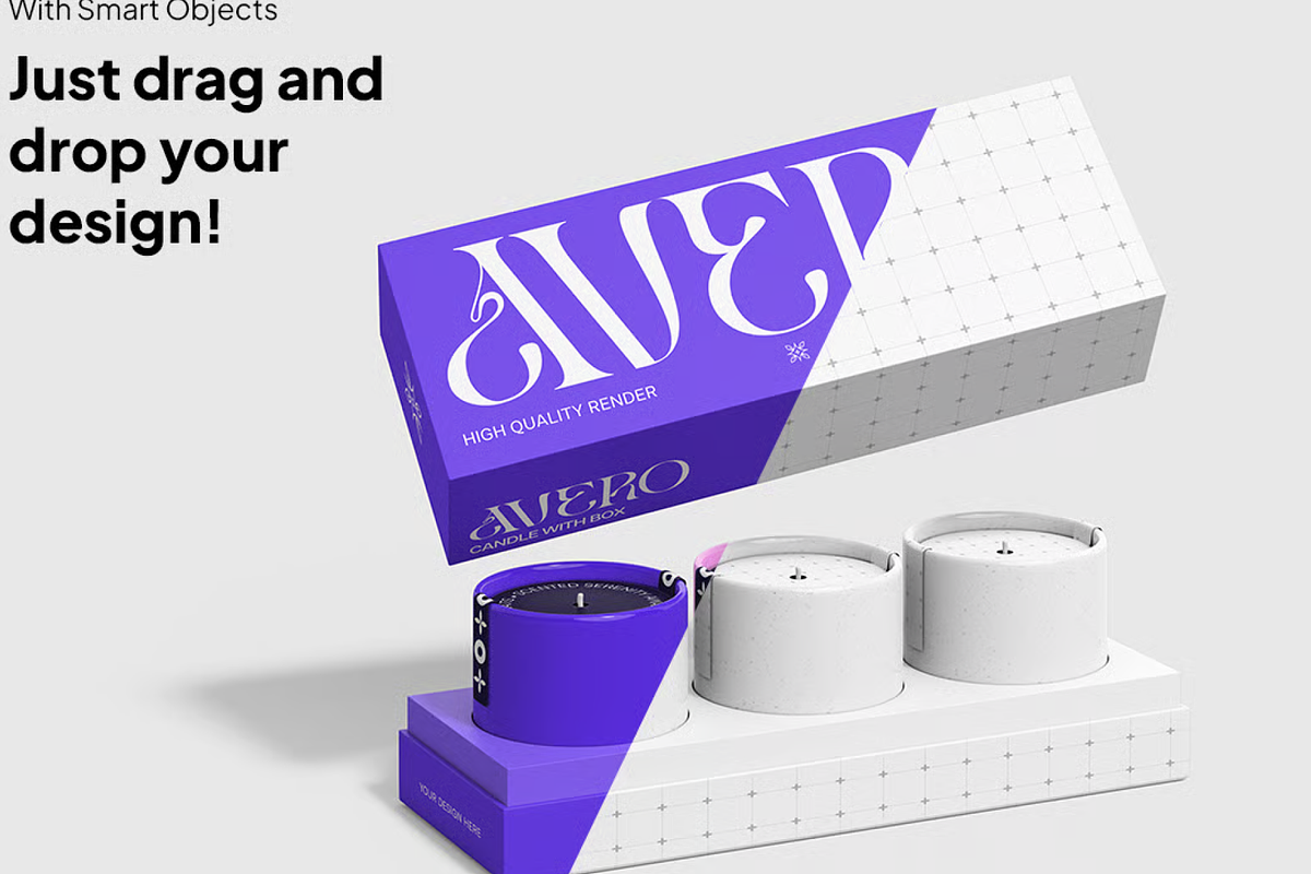 Candle and Box Mockup Front & Side, a Household Mockup by graphicsauce (Photo 2 of 4)