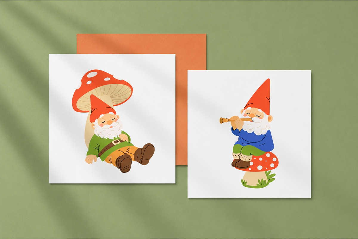 Cute Garden Gnome Collection, an Object Illustration by AnbyArt (Photo 6 of 6)