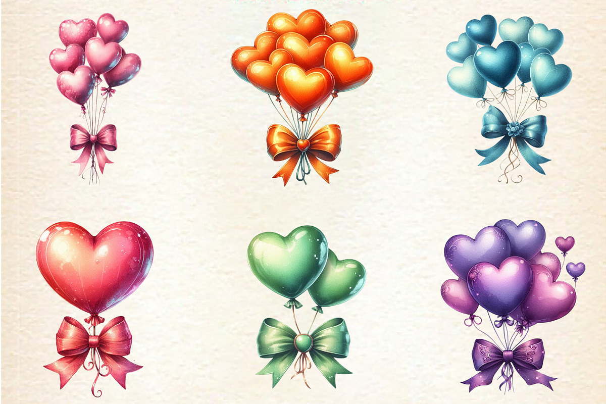 valentine's day balloons Clipart, an Illustration by DreamArtGraphic (Photo 2 of 6)