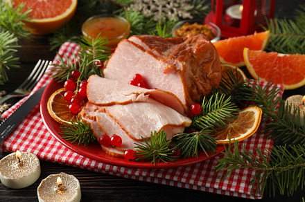 Concept of tasty food, ham, close up, a Food & Drink Photo by AtlasStudio PRO